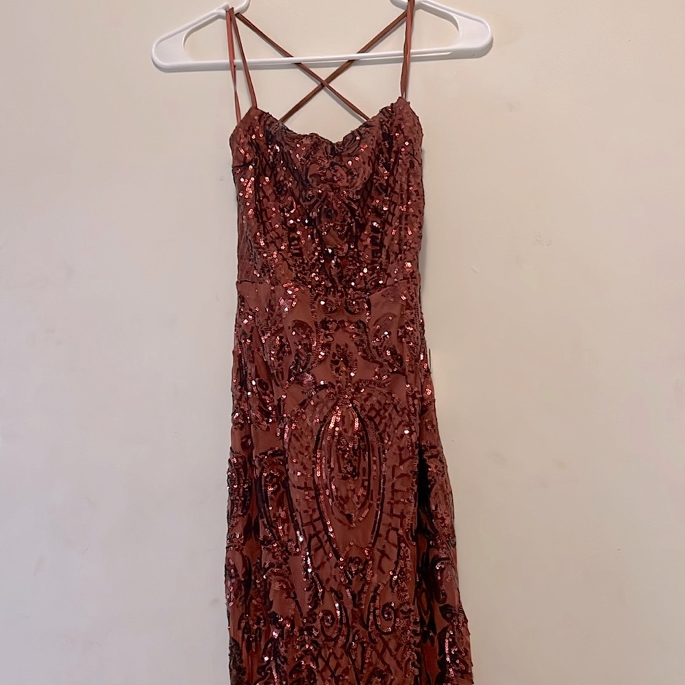 Brand: Windsor - Rowena Sequin Mermaid Dress- Color: Brick